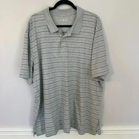 David Taylor Collection Men's Short Sleeve Gray & Black Striped Polo Sz 2XL GUC - Picture 2 of 6